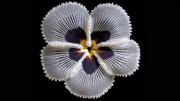 Вышитая брошь с цветочным узором